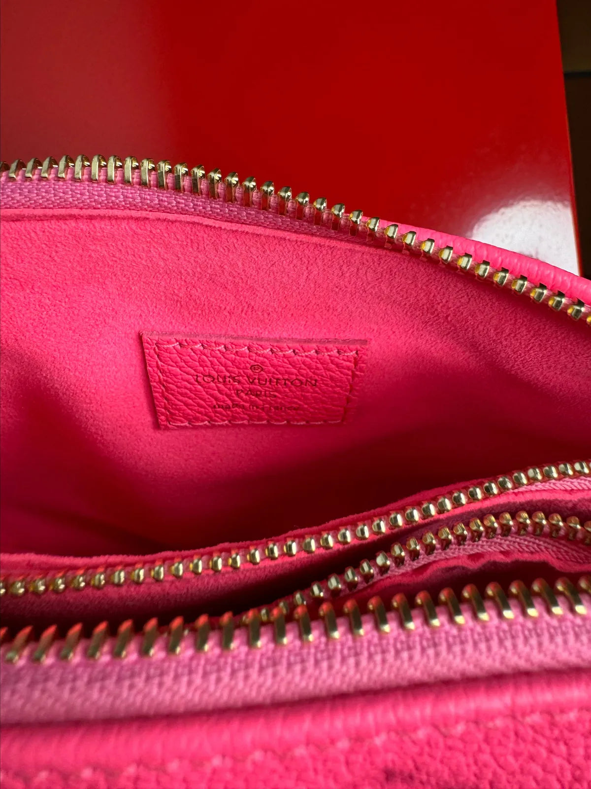 Louis Vuitton Calfskin Embossed Monogram Coussin BB Rose Fluo