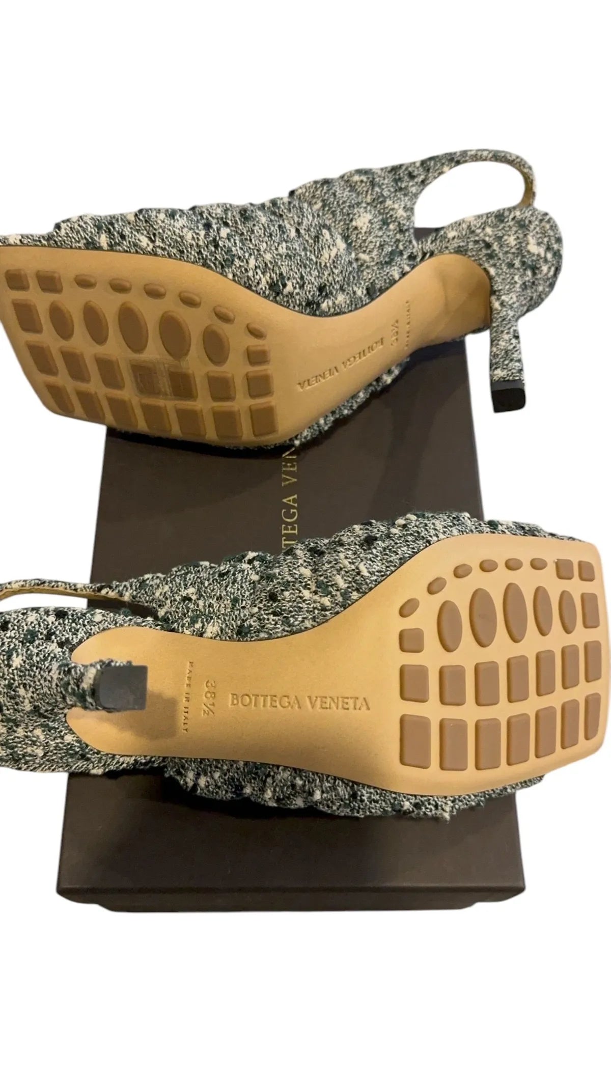 Bottega Veneta Terrazzo Boucle Green Marble Slingbacks