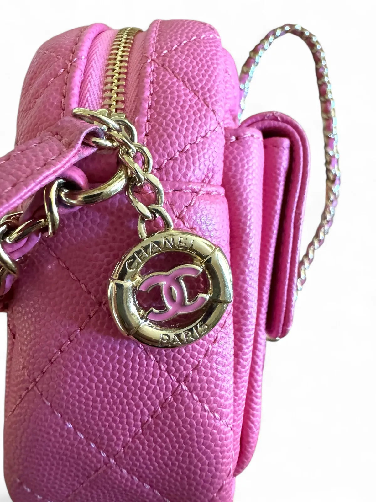 CHANEL Caviar Quilted CC Day Camera Case Pink