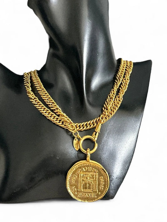 Chanel Vintage 31 Rue Cambon Medallion on Chain Necklace