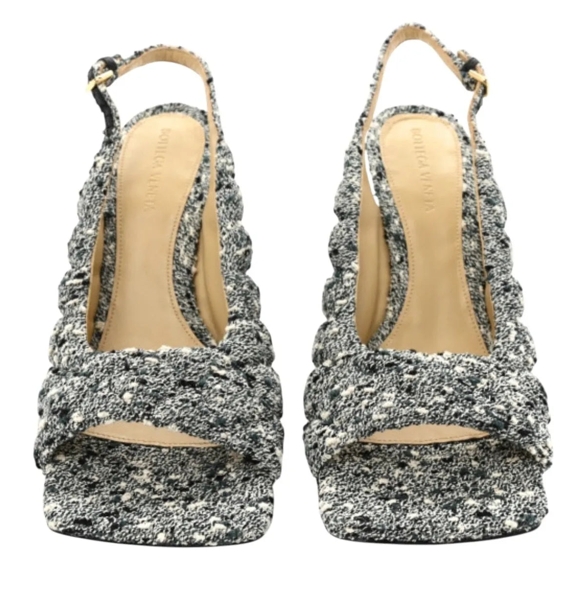 Bottega Veneta Terrazzo Boucle Green Marble Slingbacks